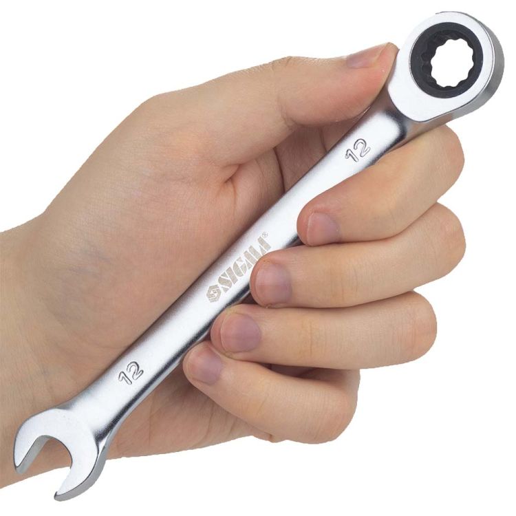 Ключ рожково-накидной трещоточный 12мм CrV satine Sigma (6022121) - 7