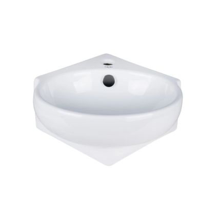Комплект Qtap Leo N: Раковина підвісна угловая овальна 380x360x130 мм WHITE + Донний клапан PU02O - 3