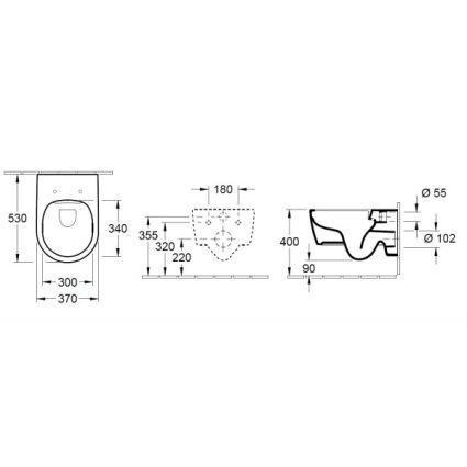 Avento унітаз 37 * 53см, Rimless підвісний, гір. випуск, з сидінням, колір альп. білий - 2