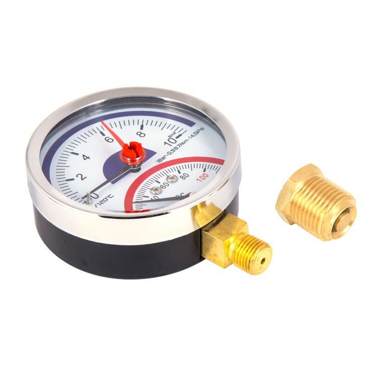 Термоманометр SD Plus нижнє підключення 1/2 Ø80мм 120ºC 10 бар SD17210B - 4