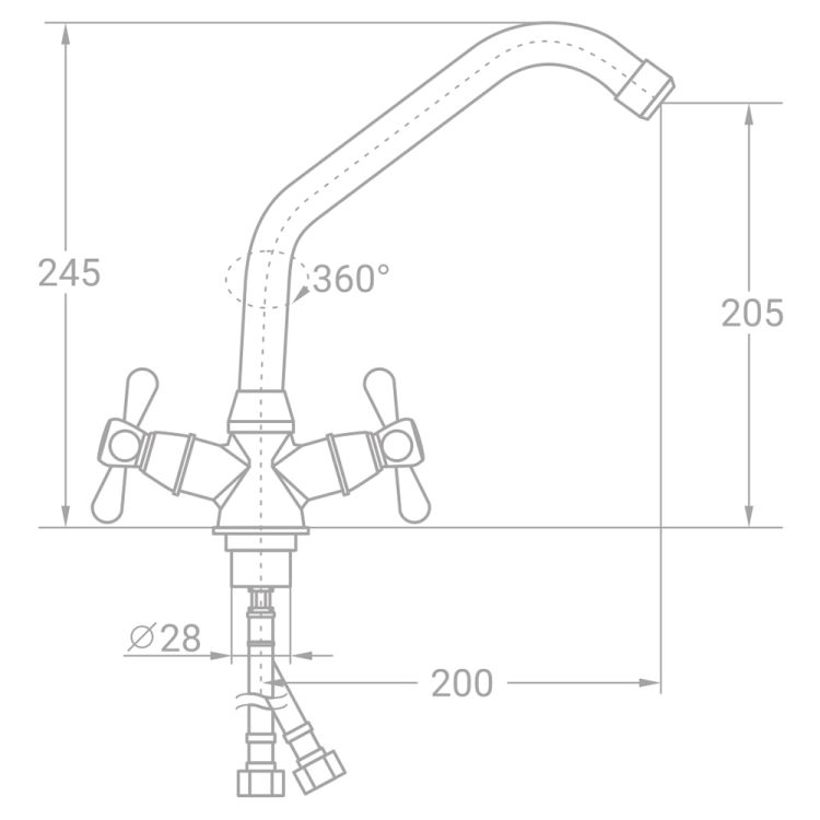 Смеситель VD 1/2&amp;quot; для кухни на гайке TAU (VD-4B161C) - 2