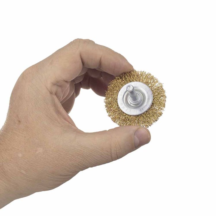 Щетка проволочная дискообразная Ø50мм хвостовик Ø6мм (латунированная) Sigma (9013051) - 5