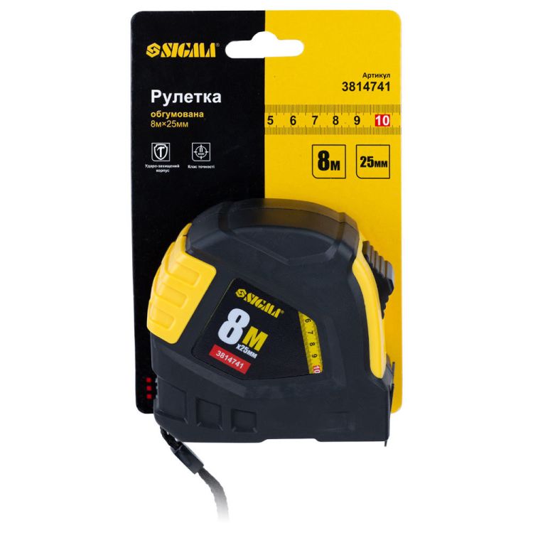 Рулетка обрезиненная 8м×25мм Sigma (3814741) - 6