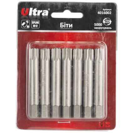 Биты Spline M12×75мм 10мм 10шт S2 (блистер) ULTRA (4016002) - 1