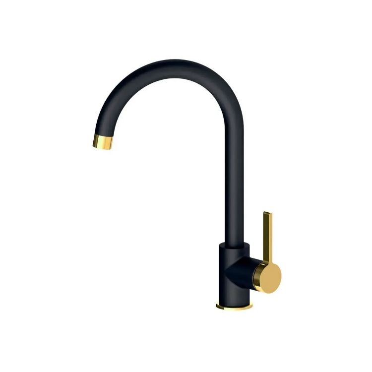 Змішувач д/кухонної мийки 1537.110126 Mora високий, чорний з золотом Volle - 1