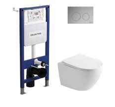 Комплект Чаша підв. унітазу RONDA Rimless +сид.+Інстал. AQUA +кн.TWIST хром