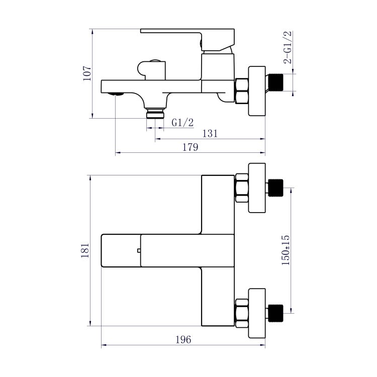 Змішувач для ванни Gemini (з душовим гарнітуром) QTGEM259CRW45683 Chrome/White Qtap - 2