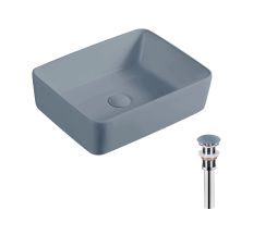 Раковина накладна Qtap Tern 480x370x135 мм, Anthracite, прямокутна, з донним клапаном QT17116069AN