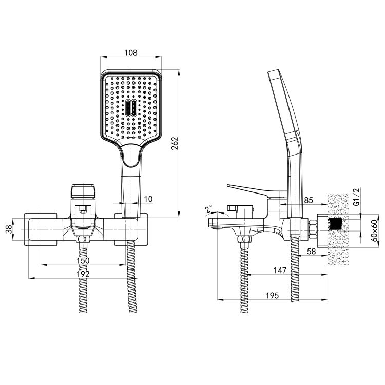 Змішувач для ванни Qtap Nando з душовим гарнітуром QTNAN259CRM48651 Chrome - 2