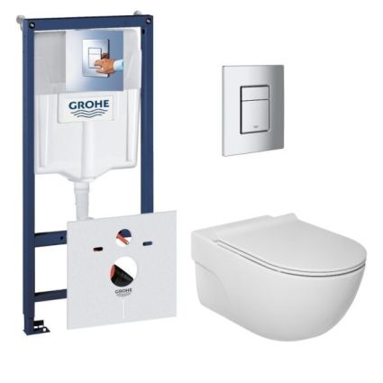 Компл. Rapid SL AXA унітаз підв Glomp безобід. +сид.Slim Soft-close дюрпл. +клав овал біла Grohe - 1