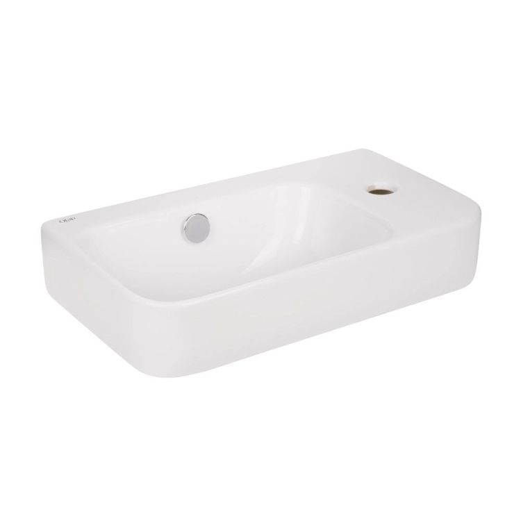 Комплект Qtap Tern: Раковина подвесная прямоугольная правая 450х260х155 мм White + Донный клапан PU02O - 4