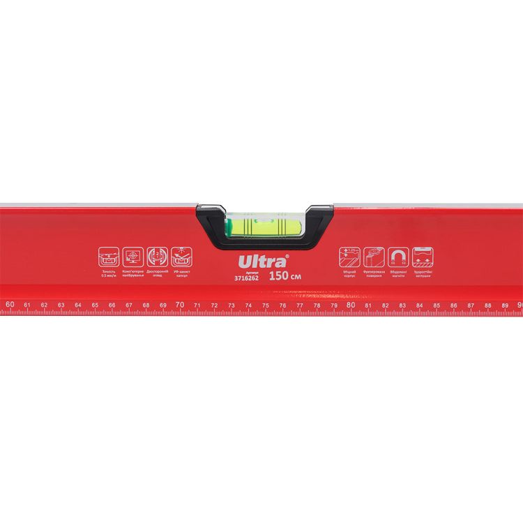 Уровень магнитный 3 капсулы + зеркальный глазок 2 рукоятки 150см ULTRA (3716262) - 6