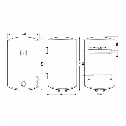 Водонагрівач електричний 80 л Grey універсальний, мокрий ТЕН 1,5 кВт D80VH15Q3G Thermo Alliance - 2