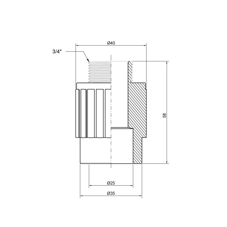 Муфта PPR Thermo Alliance 25х3/4&amp;quot; НР - 2