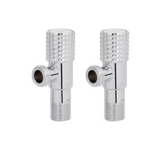 Комплект кутових кранів Thermo Alliance Standart (круг, білий) 1/2"ЗЗ, нерж, хром, керам. буксу TAS350W1515W