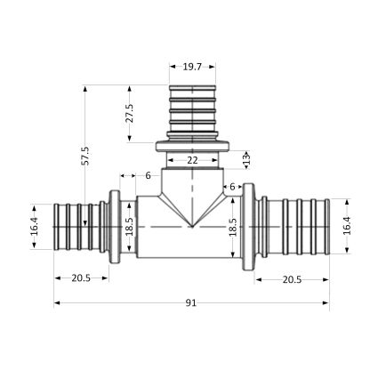 Трійник натяжний Icma №1039 d20х25х20 851039GWGXGW05 - 2