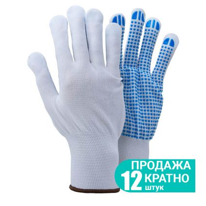 Рукавички трикотажні з точковим покриттям ПВХ р9 (білі, манжет) Sigma (9442421) - 1
