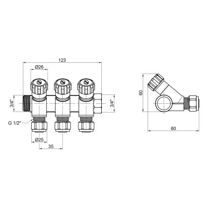 Колектор SD Plus 3 виходи 3/4&amp;quot; - 2