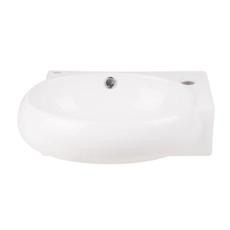 Комплект Qtap Leo: Раковина підвісна овальна права 430x290x140 мм White + Донний клапан PU02O - 3