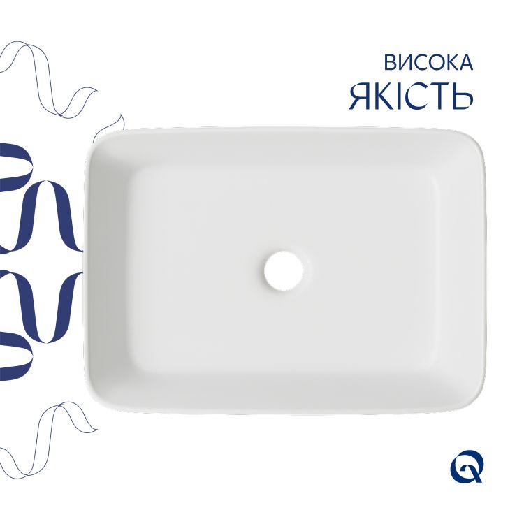 Раковина накладна Qtap Tern 480x370x135 мм, Marble, прямокутна, з донним клапаном QT17116069MR - 4