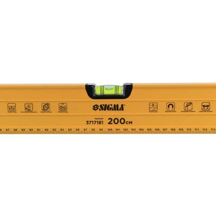 Уровень магнитный 3 капсулы + поворотная капсула 2 рукоятки 200см SIGMA (3717181) - 5