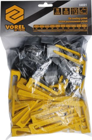 Клипсы и клинья для выравнивания плитки Vorel 50+50 шт 04691 - 1