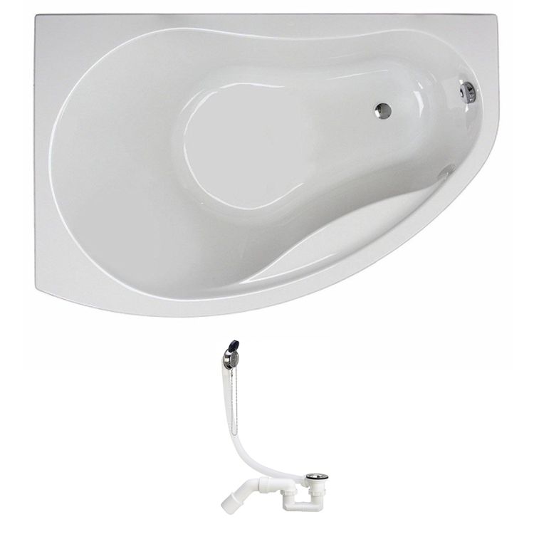 PROMISE ванна асиметрична 150*100 см, ліва, біла, з ніжками SN7 + сифон Viega Simplex для ванни - 1