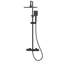 BILOVEC система душова (змішувач-термостат для душу, верхній та ручний душ, шланг полімер), чорний мат