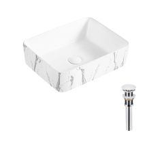 Раковина накладна Qtap Tern 480x370x135 мм, Marble, прямокутна, з донним клапаном QT17116069MR