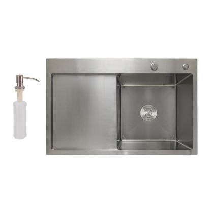 Мойка д/кухни из нерж.стали 780х215 мм H7849L LDH7849BRUL45592 + сифон Lidz - 1