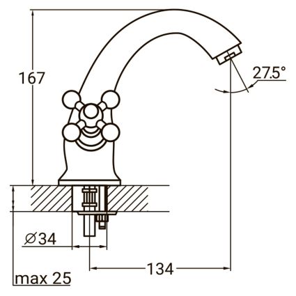 Смеситель PL 1/2&amp;quot; для раковины литой на шпильке AQUATICA (PL-2A155C) - 2