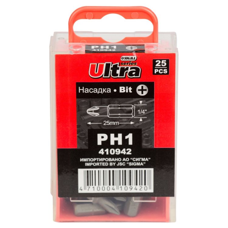 Набір біт РН1х25мм 1/4&amp;quot; 25шт S2 (пласт кейс) ULTRA (4010102) - 2