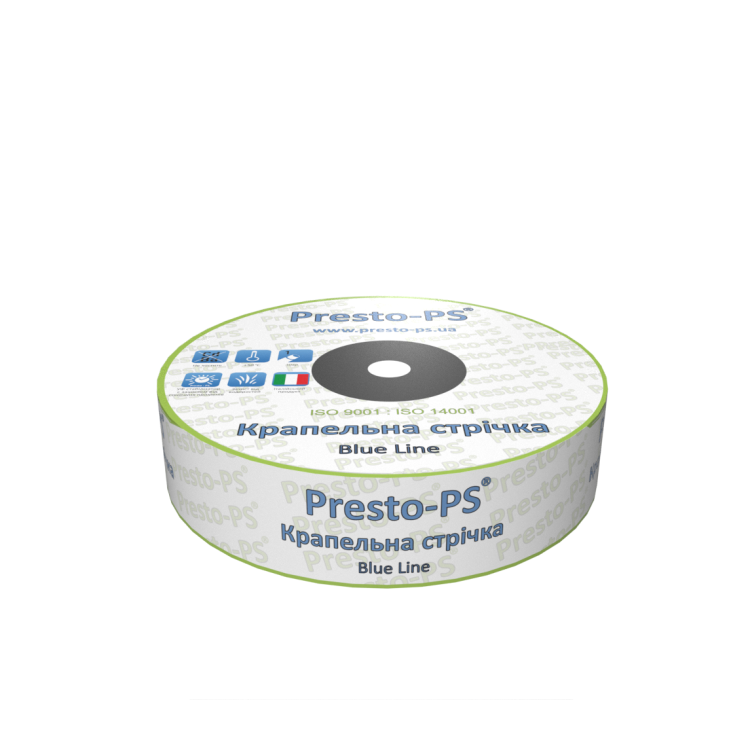 Капельная лента Presto-PS щелевая Blue Line отверстия через 20 см, расход воды 2,4 л/ч, длина 500 м (BL-20-500) - 1