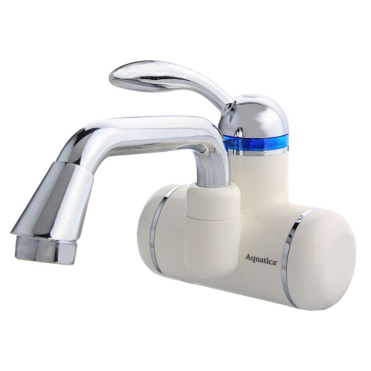 Кран-водонагрівач проточний LZ 3.0 кВт 0,4-5бар для раковини гусак вигнутий довгий настінний AQUATICA (LZ-6A211W) - 1