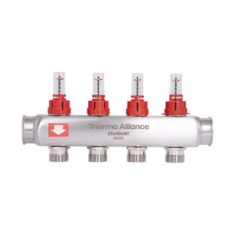 Колектор з витратомірами SD Plus 1&amp;quot; на 4 виходи нерж. - 4