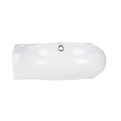 Комплект Qtap Leo: Раковина підвісна овальна ліва 430x290x140 мм White + Донний клапан PU02O - 3