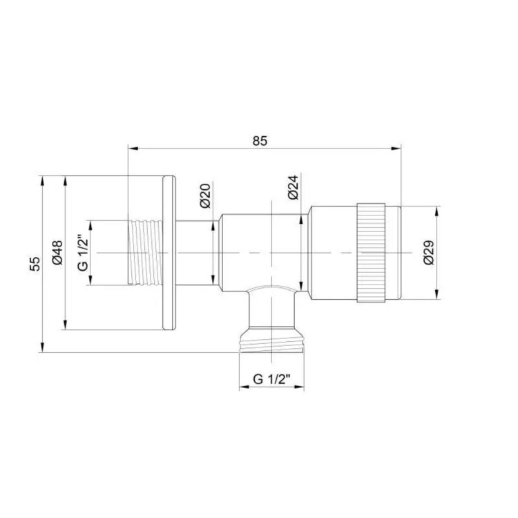 Кран кутовий Thermo Alliance Standart 1/2&amp;quot;ЗЗ нерж., з керам. буксою TAS347W1515SS - 2