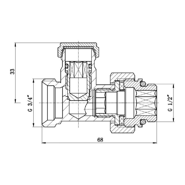 Кран для стальн. рад. прямий буксовий 3/4 х 1/2 (бінокль) Forte 253W15 - 2