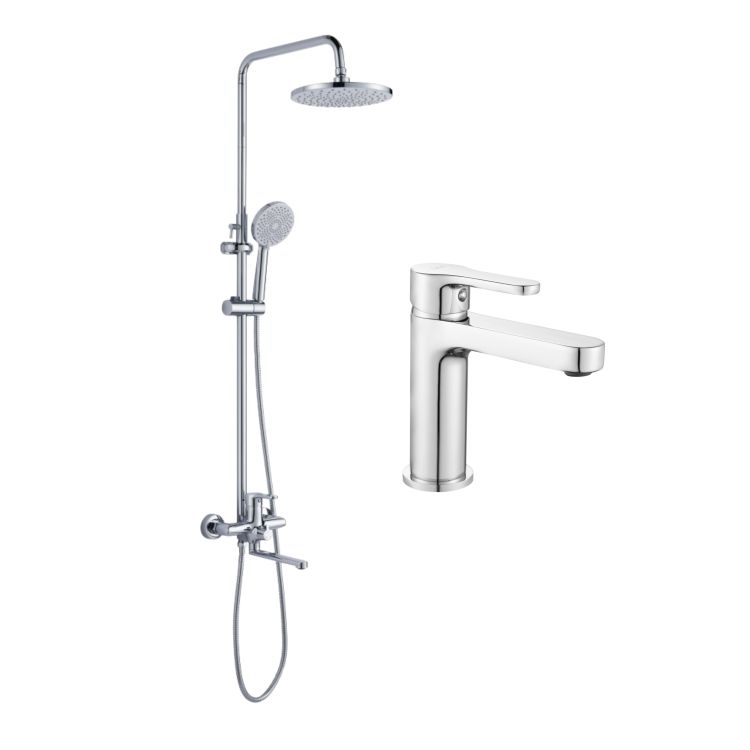 Акційний набір Lidz:Astra 001F Змішувач для раковини LDAST001FCRM48085+Astra 1030 Душова система універсальна на три споживачі LDAST1030CRM48086 - 1