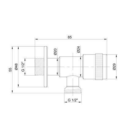 Кран кутовий Thermo Alliance Standart 1/2&amp;quot;ЗЗ нерж., з керам. буксою TAS345W1515SS - 2