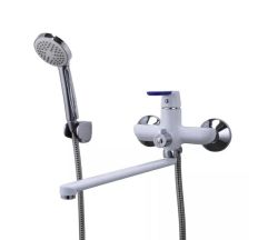 Змішувач д/ванни, довг.вилив FRAP Білий/Хром латунь F2234