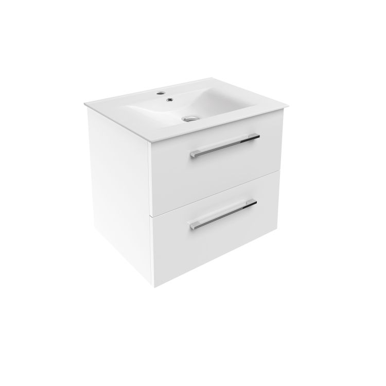 NEMO NEW комплект мебели 60см белый: тумба подвесная, 2 ящика + умывальник накладной арт 13-01-060B - 1