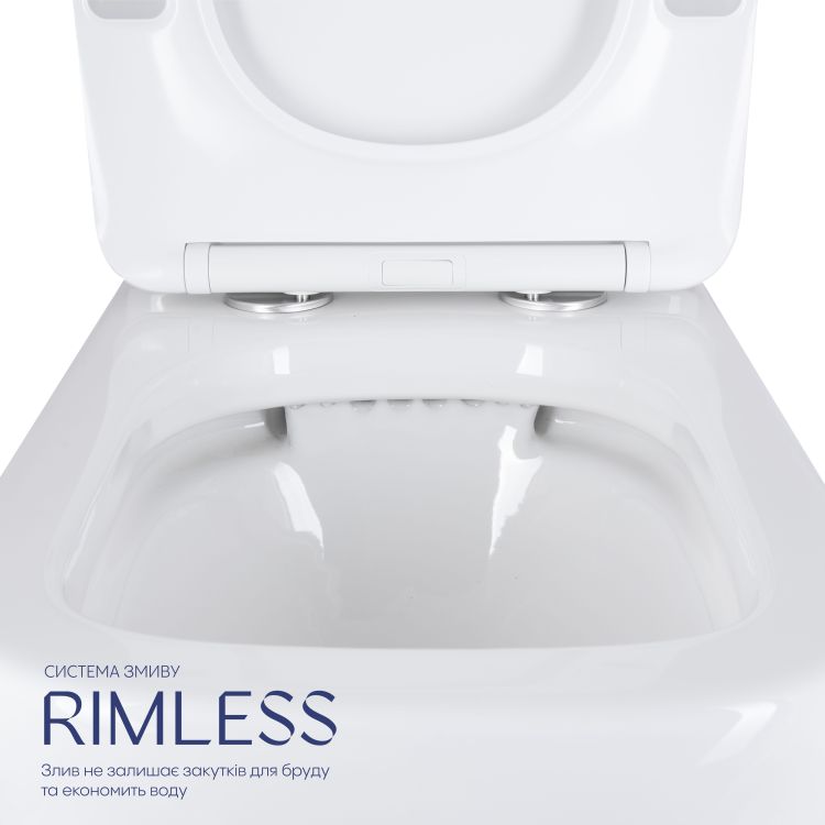 Унітаз підлоговий Qtap Stenava Rimless безобідковий з сидінням Soft-close WHITE QT27228303W - 5