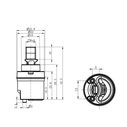 Картридж для змішувача Qtap Spojeni 22 мм QTSPO2248414 - 2