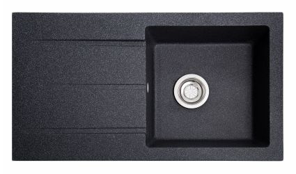 Мийка SOLID Quadro 780*435 чорна зі штучного каменю, з сіфоном - 1