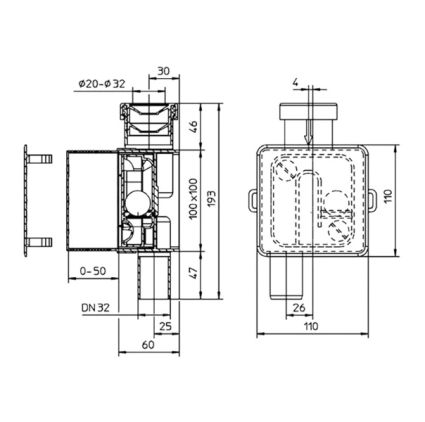 Сифон д/кондиционеров HL138 N ДУ-32-100х100мм/10 - 4