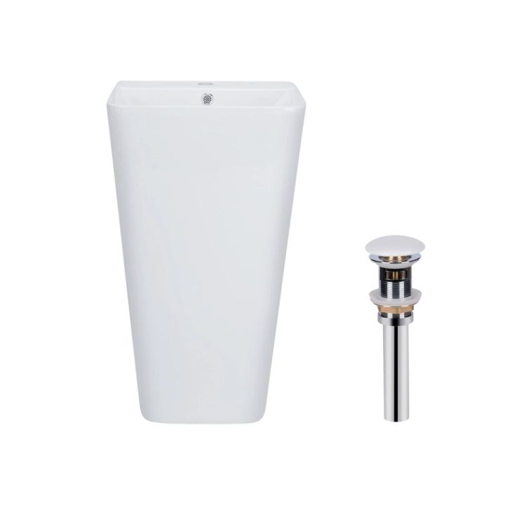 Комплект Qtap Tern: Раковина напольная моноблок 440х380х830 мм White + Донный клапан PU02O - 1