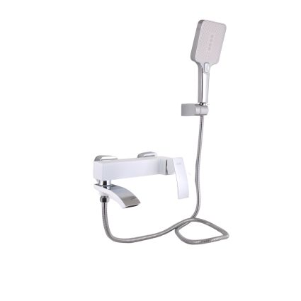Змішувач для ванни Qtap Swan Cascada з поворотним виливом (з душовим гарнітуром) QTSWA260CRW45569 Chrome/White - 1