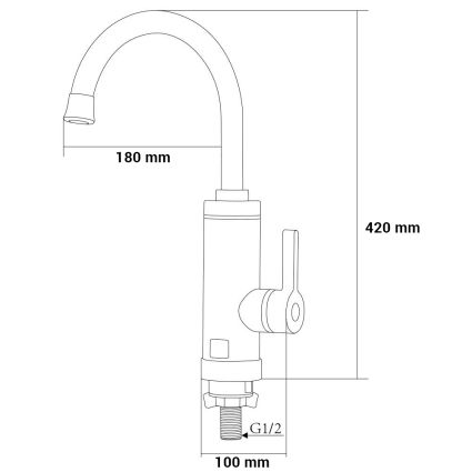 Кран-водонагреватель проточный HZ 3.0кВт 0,4-5бар для кухни гусак ухо на гайке (C) AQUATICA (HZ-6B143C) - 3