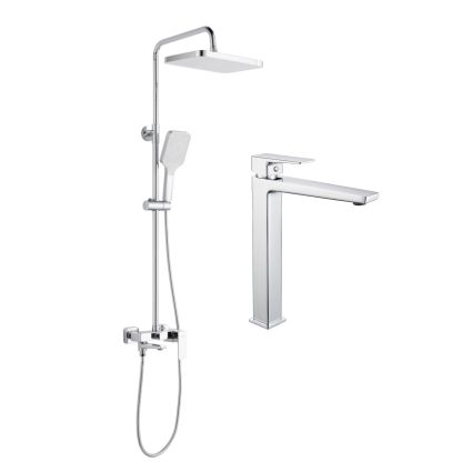 Акційний набір Lidz: Orion 001FH Змішувач латунний для умивальника високий + Orion 1030 Душова система універсальна на три споживачі (з виливом) - 1